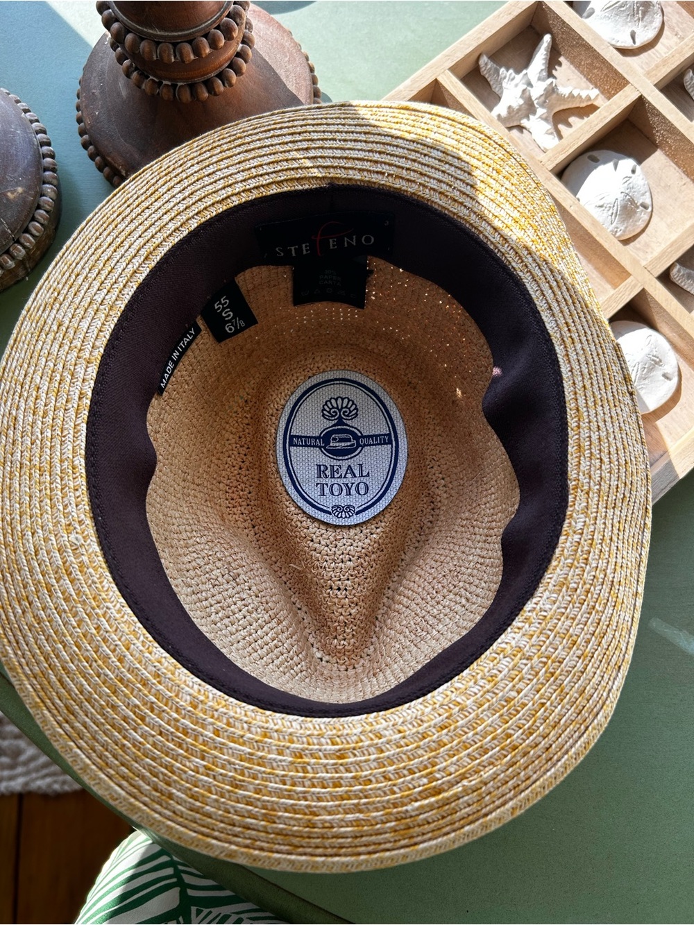 Made in Italy 🇮🇹 Real Toyo Natural Straw Fedora Hat – – Size S (55 cm / 6 7/8) - Picture 7 of 9